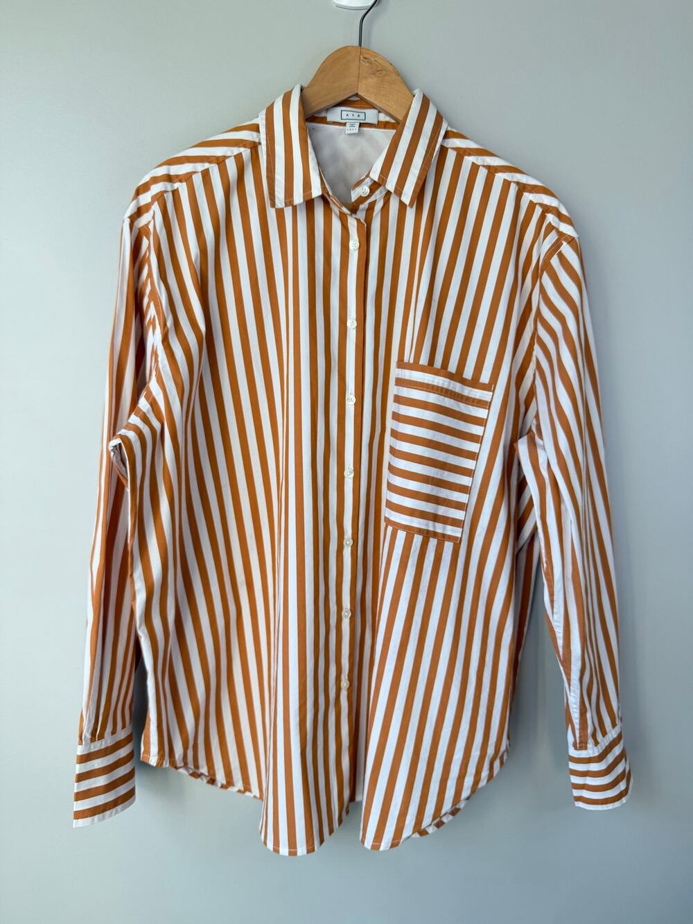 AYR Size XL Deep End Striped Shirt Burnt Orange Oversize Boxy